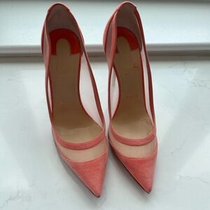 Christian Louboutin Pink Suede Mesh Galativi Pumps Heels 38